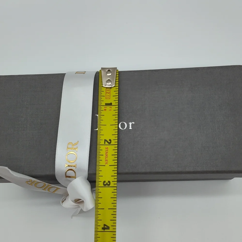 DIOR Sunglasses Case White Cannage Box Gray Fabric Storage Box Ribbon Set EUC